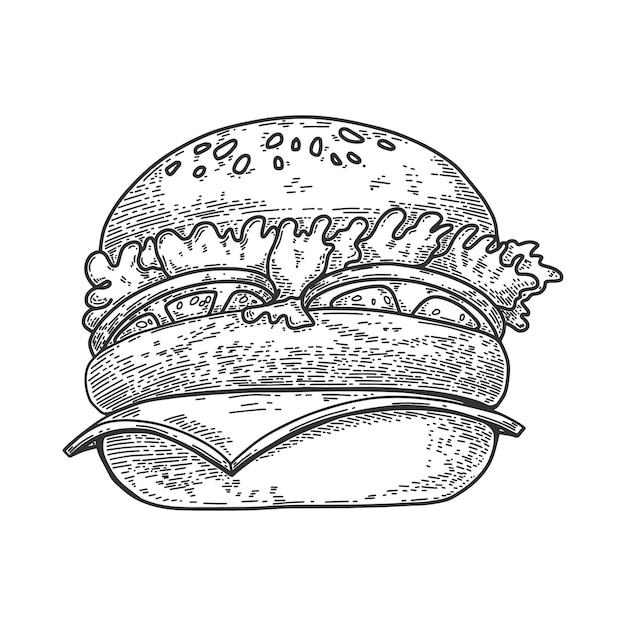 Vecteur illustration d'un hamburger dans le style de ligne élément de conception pour l'emblème signe affiche carte bannière dépliant illustration vectorielle