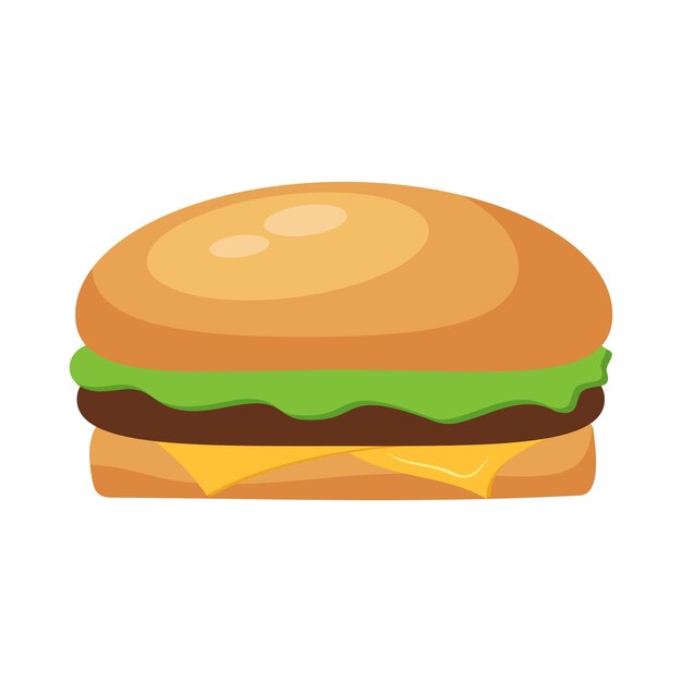 Illustration d'un hamburger stylisé ou d'un cheeseburger Repas de restauration rapide Isolé sur fond blanc