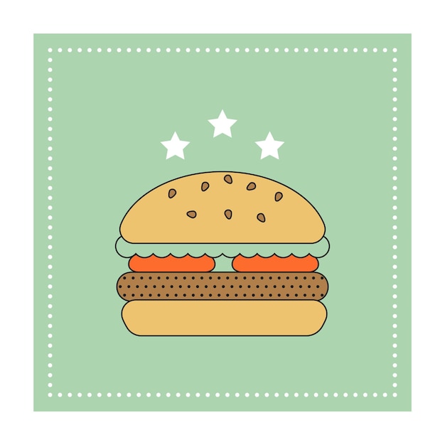 Illustration De Hamburger Vectoriel Gratuit Avec Des étoiles Sur Fond Vert