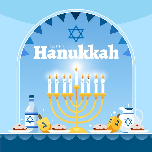 Illustration De Hanukkah Plat Dessiné à La Main