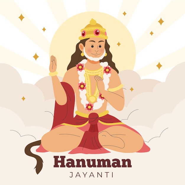 Illustration De Hanuman Jayanti Dessiné à La Main