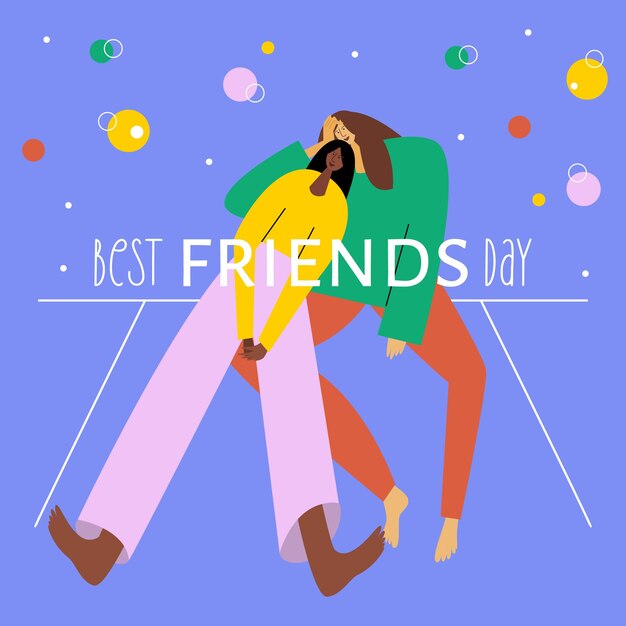 Vecteur l'illustration happy best friends day avec quelques filles copines adolescentes ou femmes