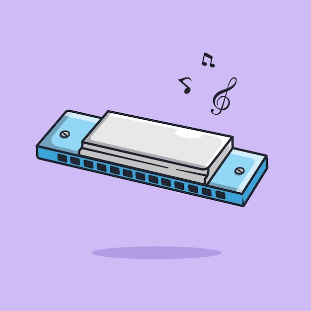 Illustration d'harmonica d'instrument de musique, vecteur, icône plate, conception plate