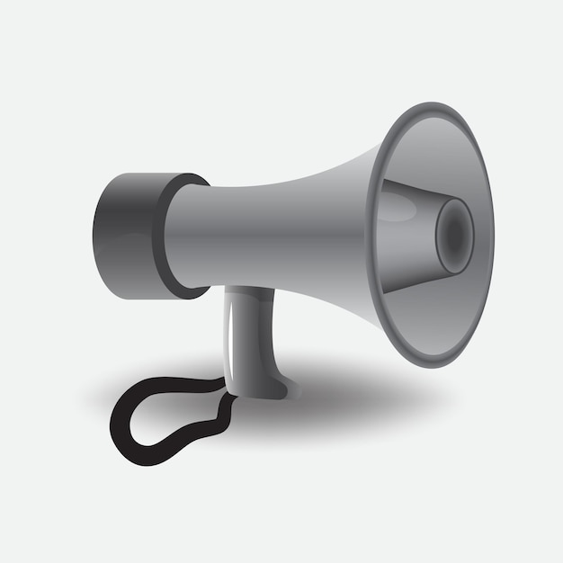 Illustration de haut-parleur de mégaphone métallique avec un design industriel élégant