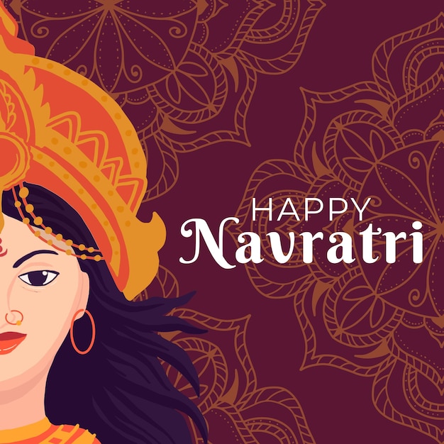 Illustration Heureuse De Navratri Dans Un Style Plat