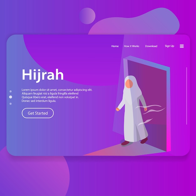 Illustration De La Hijrah Du Design Web De L'interface Utilisateur De La Page De Destination Du Nouvel An Islamique