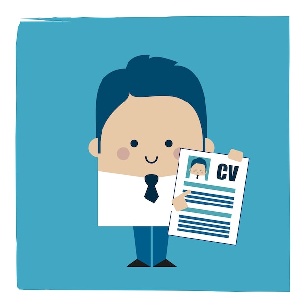 Illustration D'un Homme D'affaires Détenant Un Cv