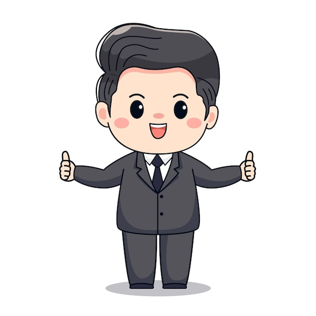 Illustration d'un homme d'affaires avec le pouce en l'air Cute kawaii chibi character design