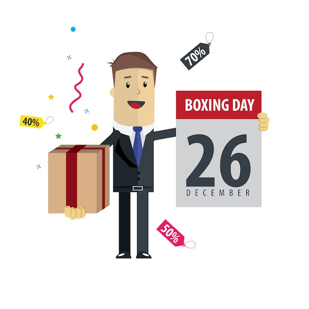 Illustration d&#39;homme d&#39;affaires. Remise de célébration de Boxing Day