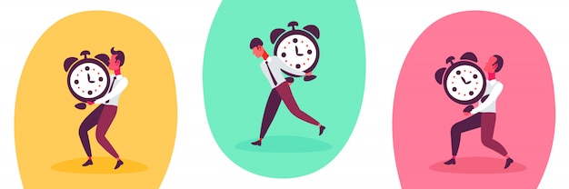 Vecteur illustration d'un homme d'affaires tenant une horloge