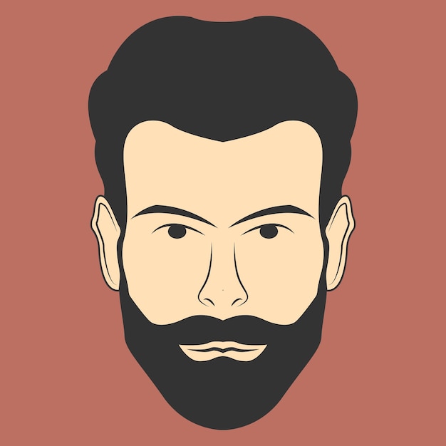 Vecteur illustration d'homme barbu en style cartoon plat