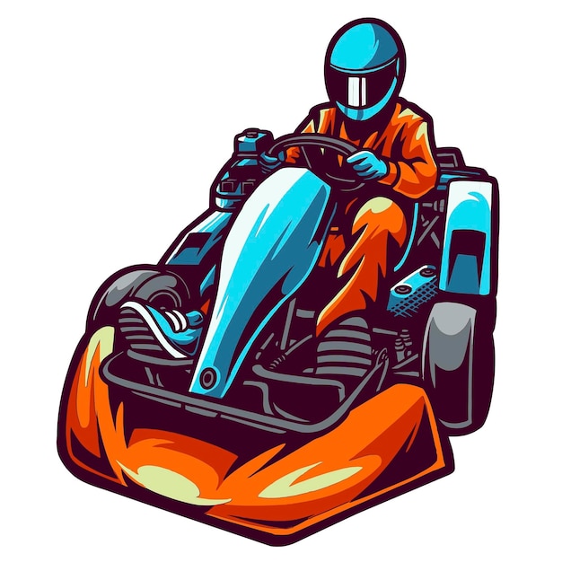 Vecteur illustration d'un homme conduisant une voiture de go kart