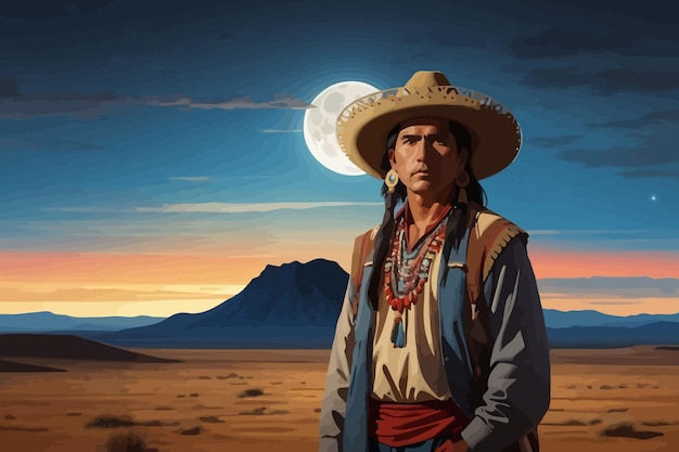 Vecteur illustration de l'homme indigène yaqui