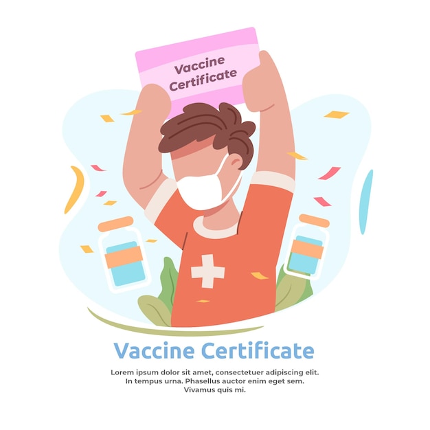 Illustration D'un Homme Obtenant Un Certificat De Vaccination