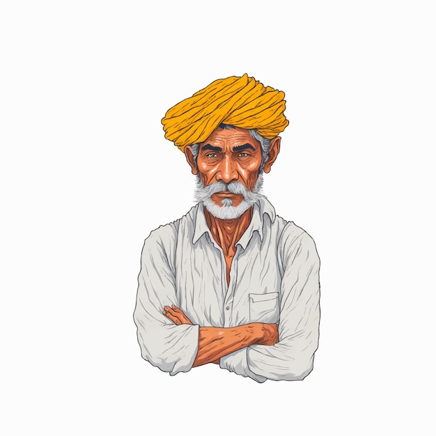 Une illustration d'un homme avec un turban jaune