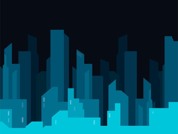 Illustration d'horizon de la ville silhouette de la ville bleue