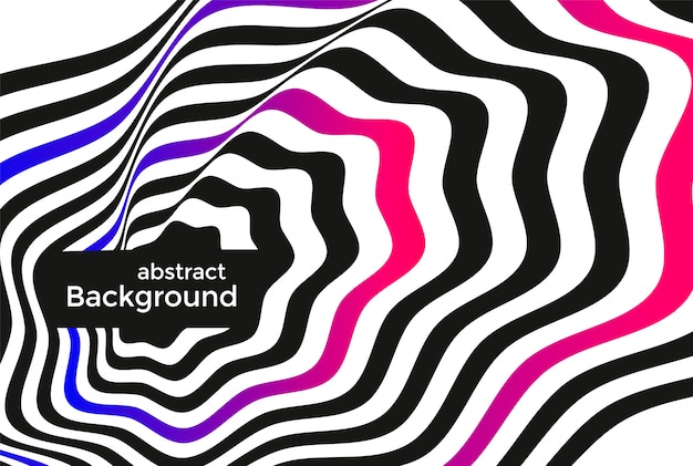 Illustration horizontale de l'op art noir et blanc.
