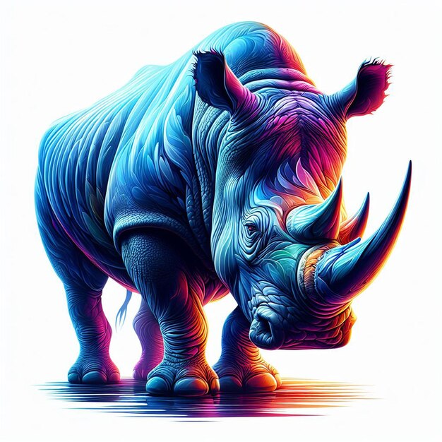 Vecteur illustration hyperréaliste d'art vectoriel rhinocéros africain coloré isolé fond blanc png pic