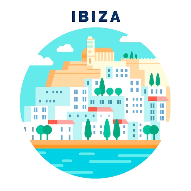 Vecteur illustration d'ibiza design plat