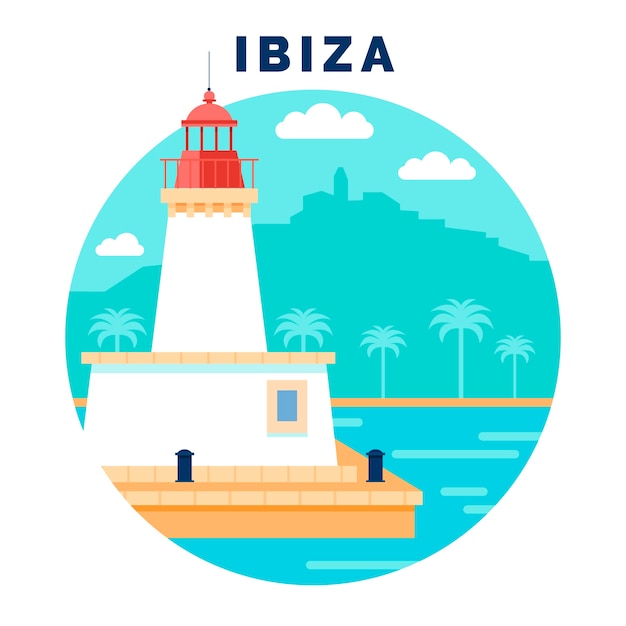 Vecteur illustration d'ibiza design plat