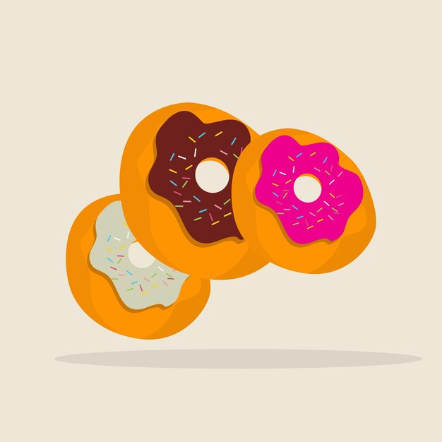 Illustration d'icône de beignet Conception de concept de nourriture de style dessin animé vectoriel isolé Convient pour l'affiche de fond d'autocollant de bannière de page d'atterrissage Web