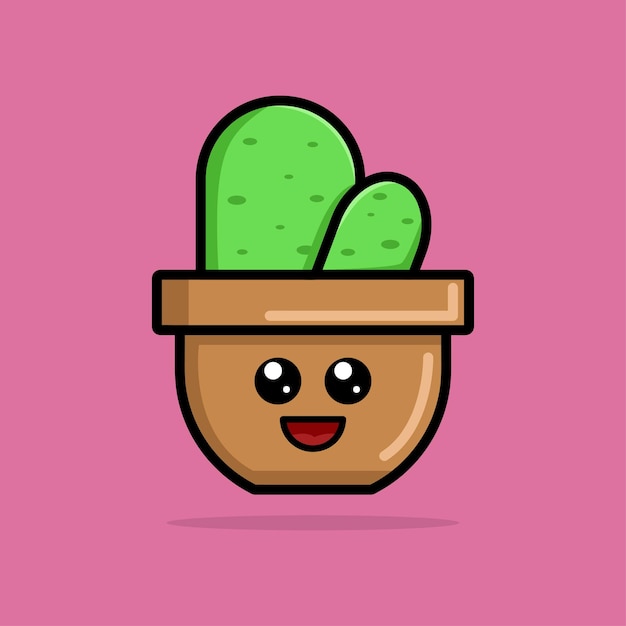 Illustration d'icône de cactus mignon