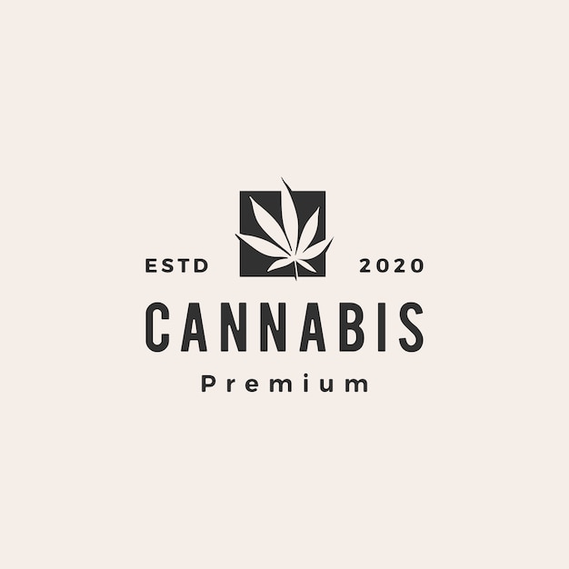 Illustration D'icône De Cannabis Hipster Logo Vintage