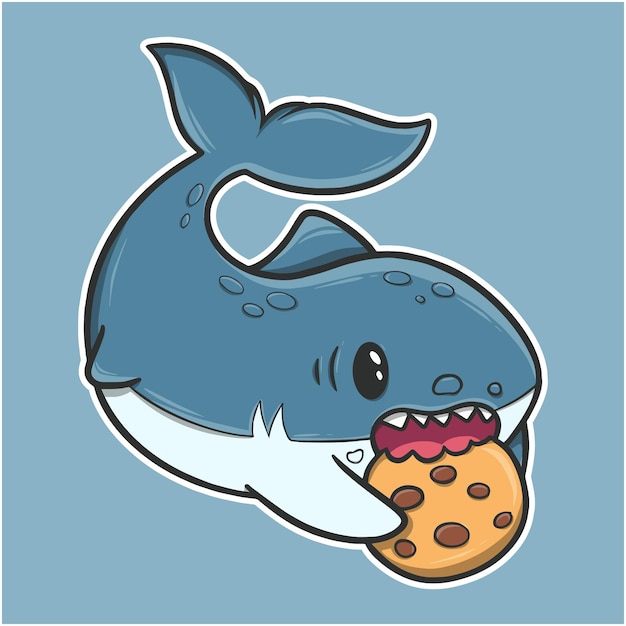 Vecteur illustration d'icône de dessin animé drôle de requin mignon