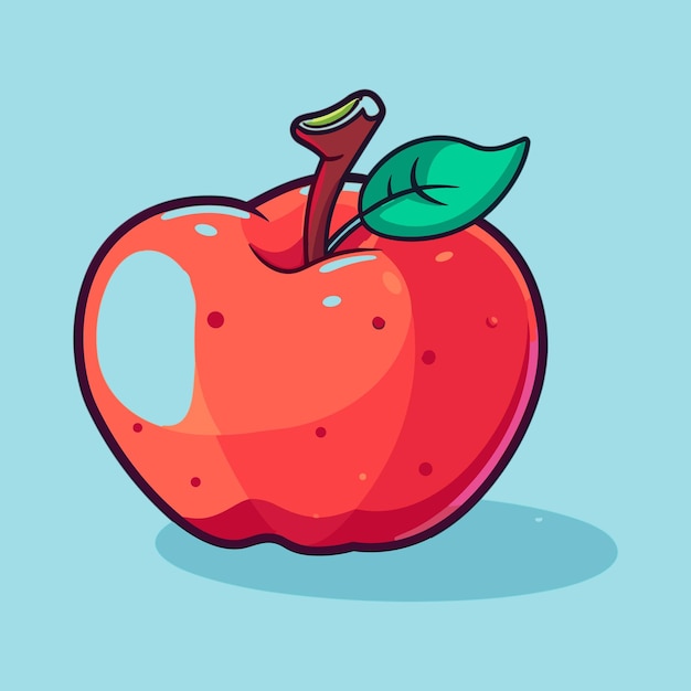 Vecteur illustration d'icône de dessin animé de fruit de pomme de vecteur