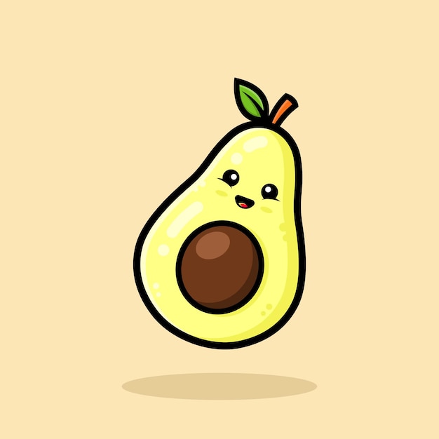 Illustration d'icône de dessin animé mignon avocat souriant