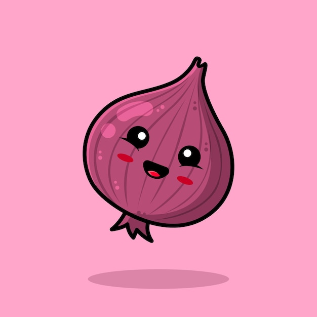 Illustration d'icône de dessin animé mignon oignon souriant