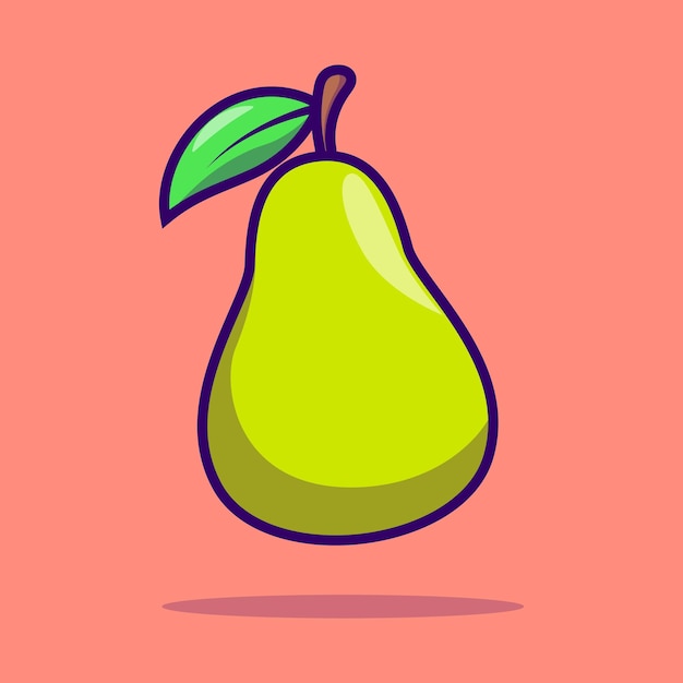 Illustration D'icône De Dessin Animé De Poire Fruit