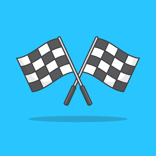 Illustration d'icône de drapeau de course à damier croisé