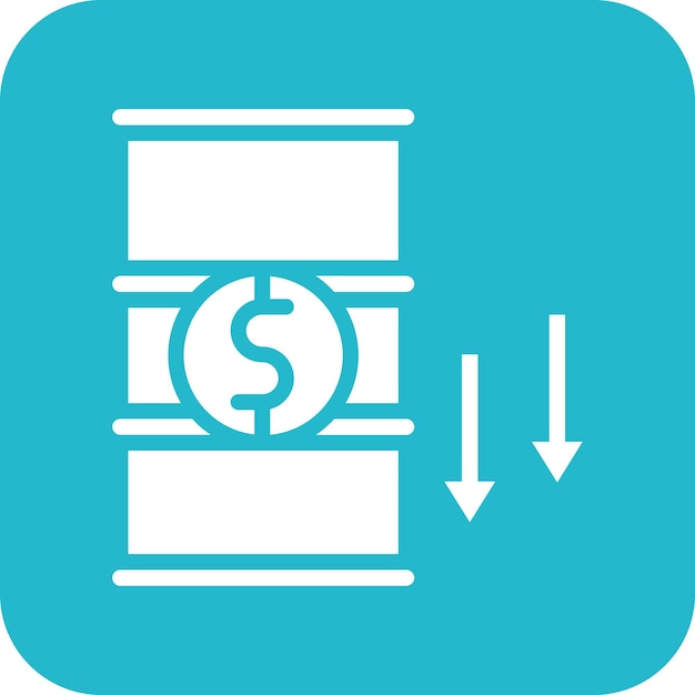 Illustration De L'icône Du Vecteur De Baisse Du Prix Du Pétrole De L'iconette De L'industrie Pétrolière