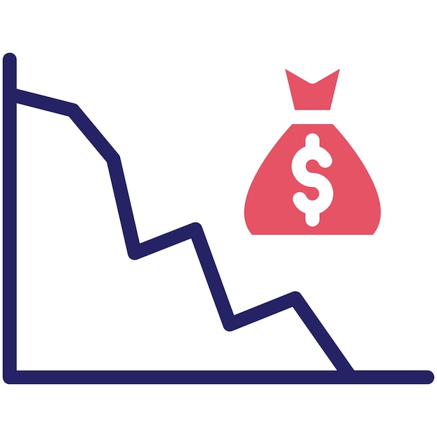 Vecteur illustration de l'icône du vecteur des pertes de revenus de l'iconset des finances et de l'argent