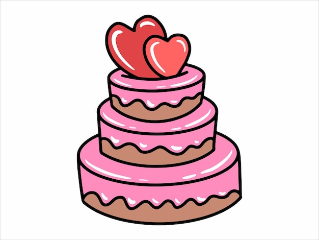 Illustration d'icône de gâteau de coeur