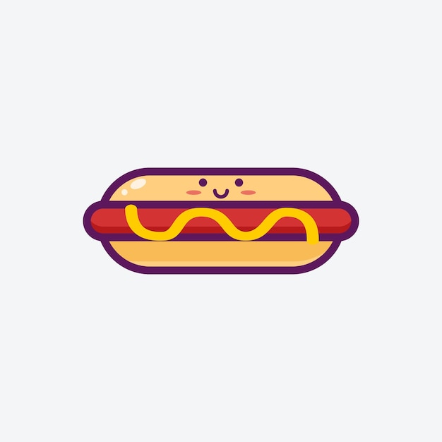 Vecteur illustration de l'icône de hot-dog mignon smiley emoji icon set illustration de dessin animé vectorielle