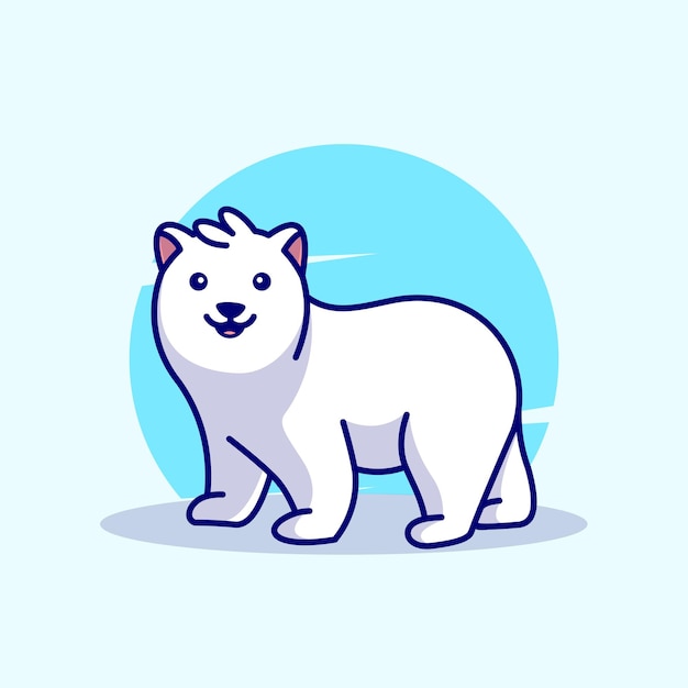Vecteur illustration de l'icône de la mascotte de l'ours polaire mignon concept de dessin animé plat vecteur qualité premium
