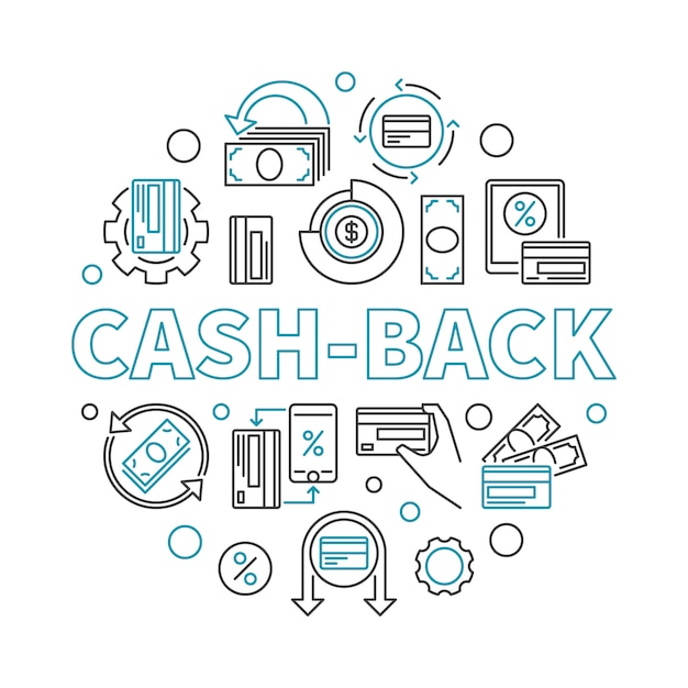 Illustration D'icône Ronde Linéaire Cash-back. Icône De Cashback