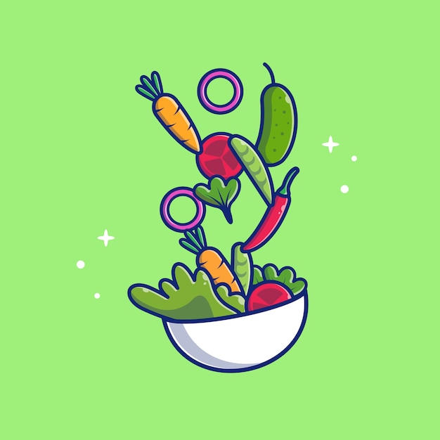 Vecteur illustration d'icône de salade de légumes. nourriture saine . concept d'icône de soins de santé isolé