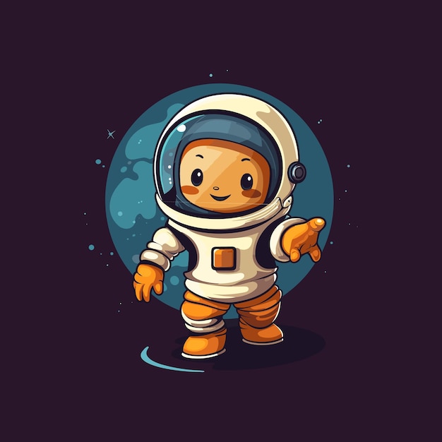 illustration d'icône de vecteur de dessin animé d'astronaute mignon de vecteur