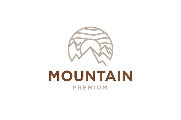 Illustration D'icône De Vecteur De Logo De Montagne Vecteur Premium