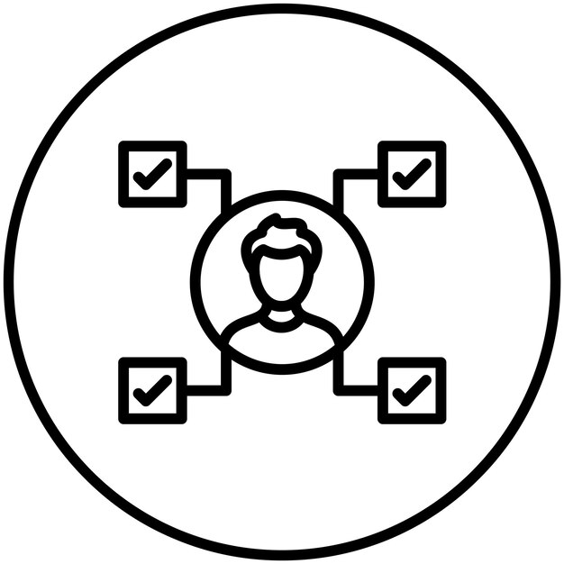 Illustration de l'icône vectorielle des compétences du candidat de l'iconette de gestion de projet