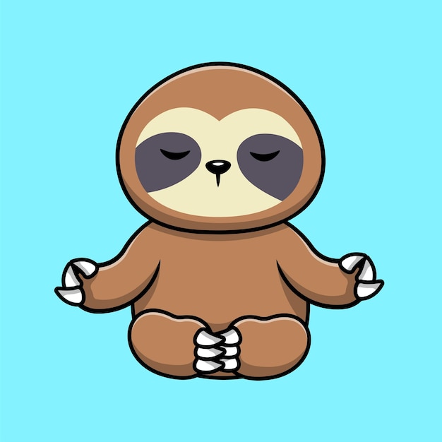 Illustration d'icône vectorielle de dessin animé mignon paresseux Yoga