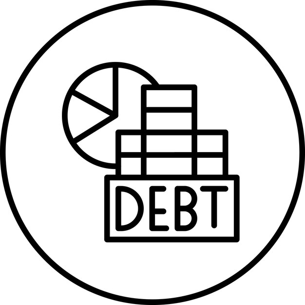 Vecteur illustration de l'icône vectorielle de la dette du jeu d'icônes de comptabilité
