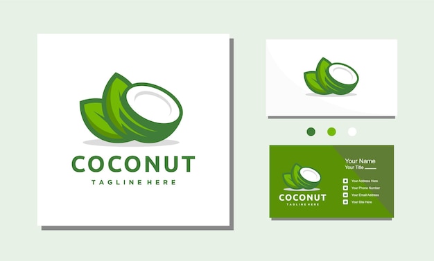 Illustration De L'icône Vectorielle Du Modèle De Conception De Logo Frais De Noix De Coco Et De Feuilles