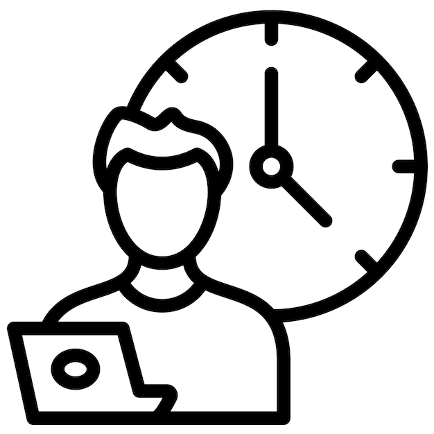 Illustration de l'icône vectorielle des heures de travail du jeu d'icônes de travail à domicile
