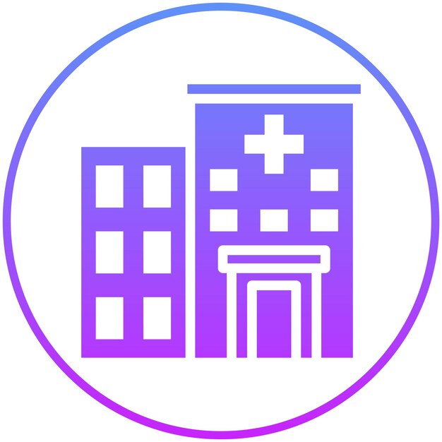 Illustration de l'icône vectorielle de l'hôpital du jeu d'icônes Health Checkup
