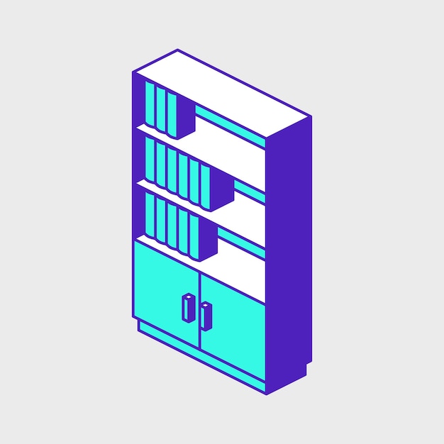 Illustration d'icône vectorielle isométrique d'étagère de livre