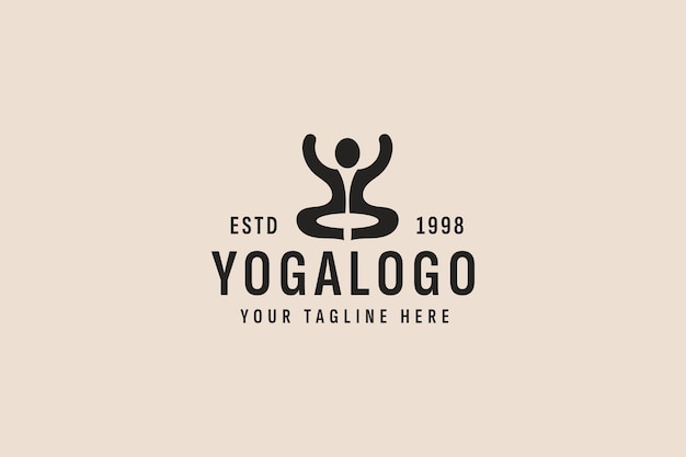 Illustration D'icône Vectorielle De Logo De Yoga De Style Vintage